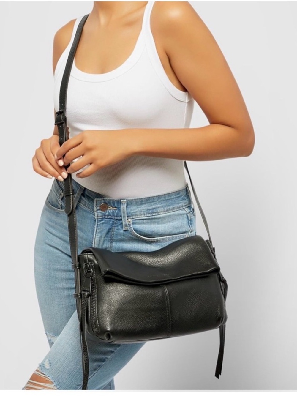 🔥🔥🔥 Aimee Kestenberg Bali Novelty Pebble Leather Double Entry Crossbody Bag